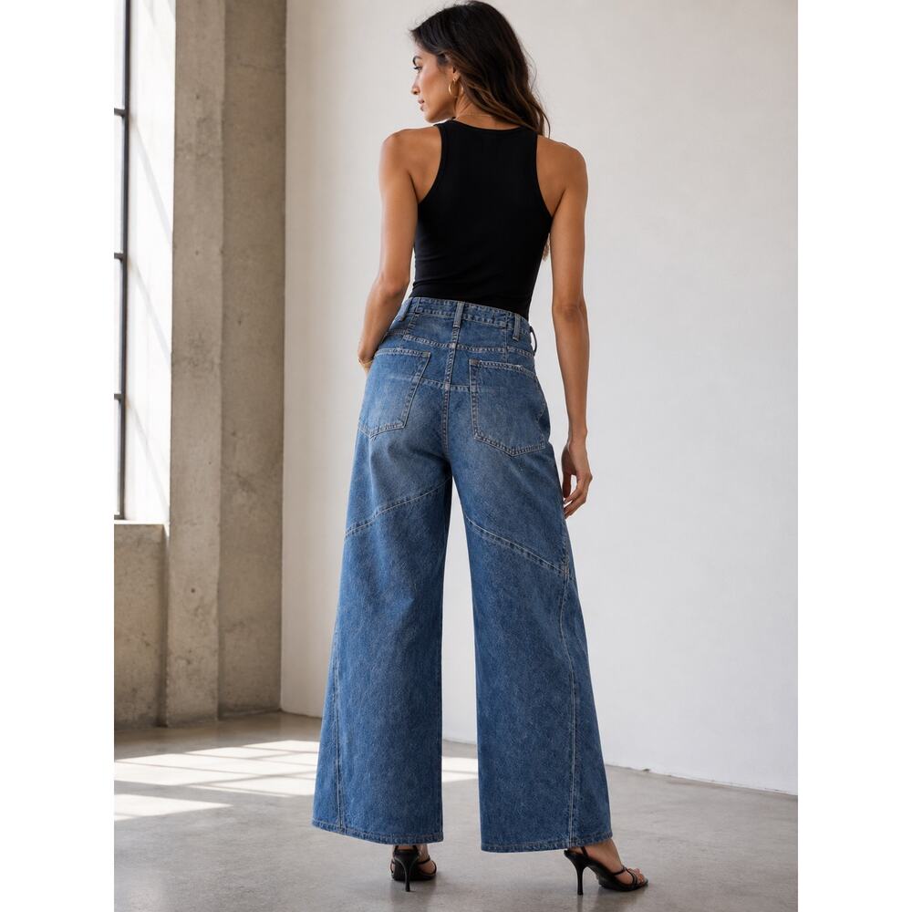 Japanese Designer Rare Zucca Architectural Wide Leg Denim Jeans Made in Japan 30 - Picture 3 of 15